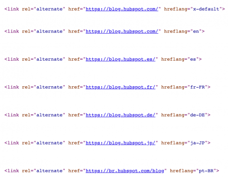 HubSpot Blog International SEO Hreflang Tag Examples